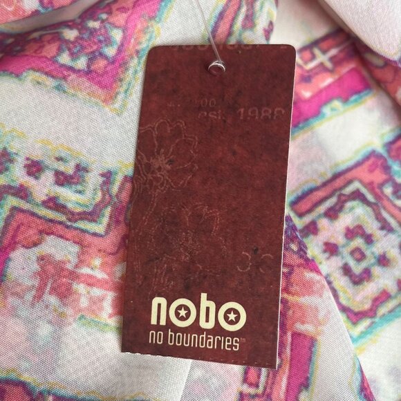 No Boundaries Blouse Shirt Womens Medium Pink Cream New Long Sleeves - Picture 10 of 10